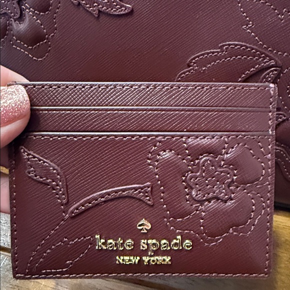 Like new Kate Spade purse and card wallet set! Rich burgundy floral! - Picture 4 of 11